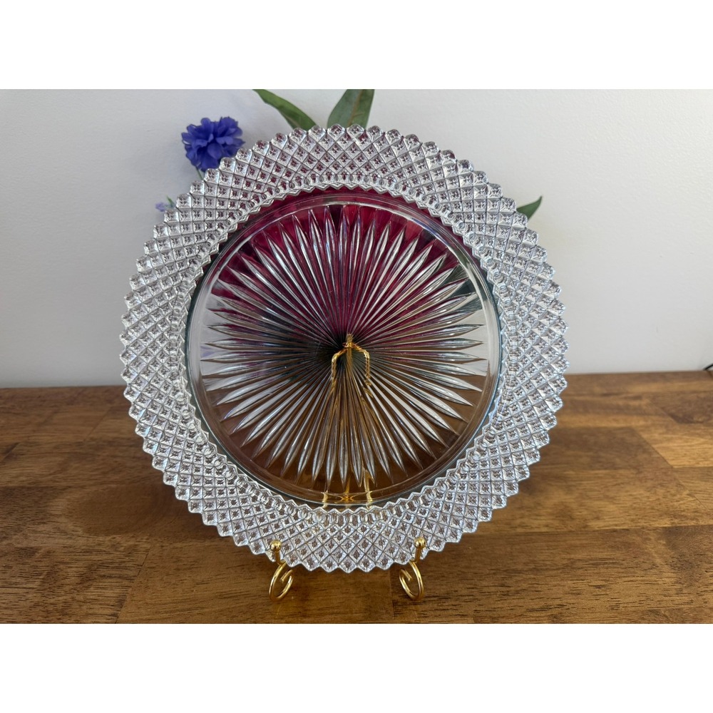 Anchor Hocking Miss America Depression Glass Plate Clear Vintage Diamond Pattern